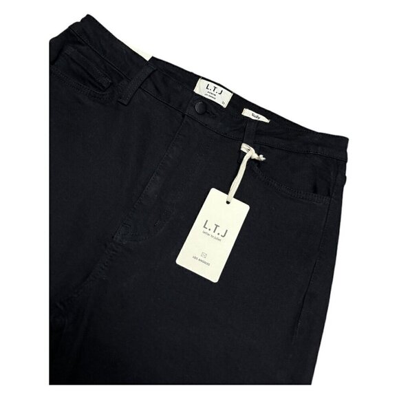 LTJ DENIM Sicily Los Angeles Wide Leg Flare Raw Hem Capri Denim Black Jean 31x25 - Picture 5 of 6